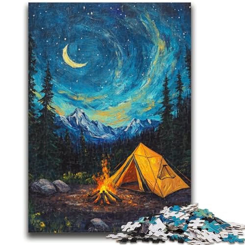 Zelt unter dem Nachthimmel, Puzzle für Erwachsene, 1000 Teile, hilft dem Gehirn, süchtig machendes Spielzeug zu trainieren, um Geduld bei der Eltern-Kind-Interaktion zu fördern (50x75cm) von AADSAZA