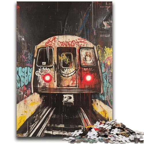 Zug-Puzzle im Basquiat-Stil, 2000 Teile, für Teenager, Geschenke, Quizspiel, Wanddekoration, einzigartige Geburtstags (70x100cm) von AADSAZA