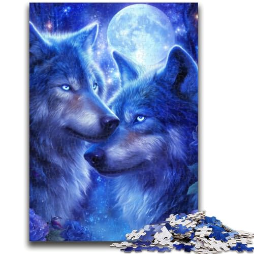 Zwei Blaue Wölfe, 1000-teiliges Puzzle für Erwachsene und Jugendliche, Quizspiel, Wanddekoration, einzigartige Geburtstags (50x75cm) von AADSAZA