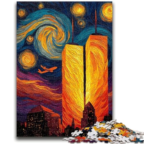 Zwillingstürme unter dem Nachthimmel, 1000-teiliges Puzzle für Teenager, Geschenke, entspannendes intellektuelles Lernspielzeug, Wichtelgeschenke (38x26cm) von AADSAZA