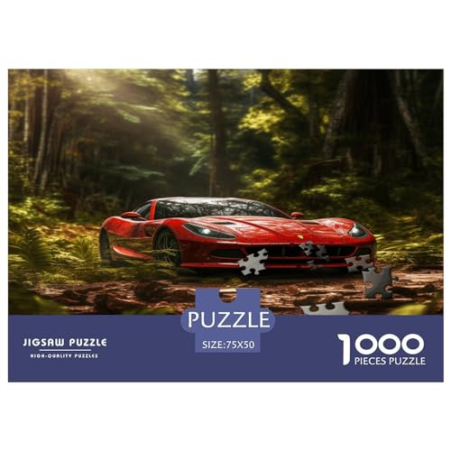 1000 Stück Red_Sports_car Puzzle für Erwachsene und Kinder, kreatives rechteckiges Puzzle, Holzpuzzle, lustiges Lernspielzeug, 1000 Stück (75 x 50 cm) von AAHARYA