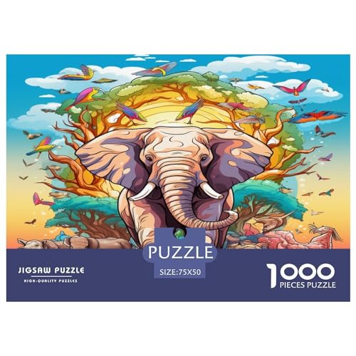 1000 Teile Baumpuzzle für Erwachsene, Elefanten, Holzpuzzle für Erwachsene, Familienunterhaltungsspielzeug, 1000 Teile (75 x 50 cm) von AAHARYA