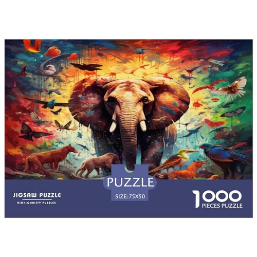 1000 Teile Puzzle Illustration Tiere für Erwachsene Kinder Holzpuzzle Lernspielzeug 1000 Teile (75x50cm) von AAHARYA