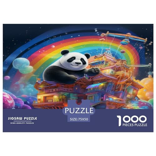 1000 Teile Puzzle Pandas Bücher Puzzles für Erwachsene Regenbogen Holzbrettpuzzles Anspruchsvolles Spiel 1000 Teile (75x50cm) von AAHARYA