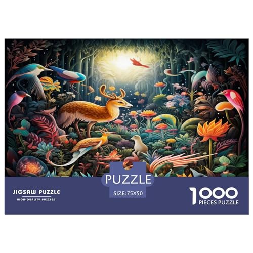 1000 Teile Puzzles Tiere Illustrationspuzzles für Erwachsene Holzpuzzles Lernspiel für Erwachsene Kinder 1000 Teile (75x50cm) von AAHARYA