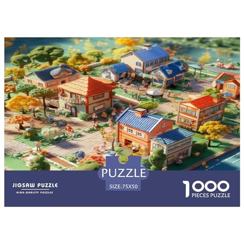 1000 Teile Puzzles für Erwachsene, Dorf-Puzzlesets für Familien, Holzpuzzles, Brain Challenge Puzzle, 1000 Teile (75 x 50 cm) von AAHARYA