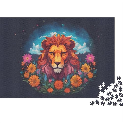 1000-teiliges Puzzle mit bunten Blumen für Erwachsene, König der Löwen, Puzzle für Erwachsene, Holzpuzzles, Familienunterhaltungsspielzeug, 1000 Stück (75 x 50 cm) von AAHARYA