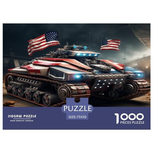 1000-teiliges Puzzle mit der US-Flagge für Erwachsene, War_Machines-Puzzle, Holzpuzzle für Erwachsene, Familienunterhaltungsspielzeug, 1000 Stück (75 x 50 cm) von AAHARYA
