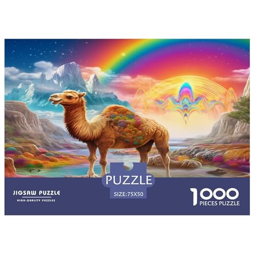 1000-teiliges Regenbogen-Puzzle für Erwachsene, Tier-Kamel-Puzzle, Holzpuzzle für Erwachsene, Familienunterhaltungsspielzeug, 1000 Stück (75 x 50 cm) von AAHARYA