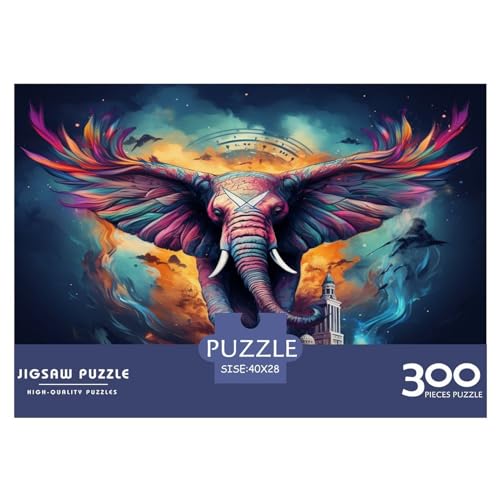 300 Teile Elefanten-Puzzle für Erwachsene und Kinder, kreatives rechteckiges Puzzle, Holzpuzzle, lustiges Lernspielzeug, 300 Teile (40 x 28 cm) von AAHARYA