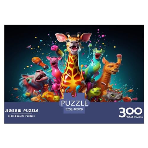 300 Teile Holzpuzzle mit Giraffen für Erwachsene, kreatives rechteckiges Puzzle, Gehirnübung, Herausforderungsspiel, Geschenk für Kinder, 300 Teile (40 x 28 cm) von AAHARYA