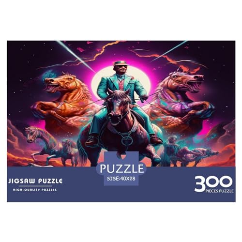 300 Teile Puzzle, Prächtiges Pferd, Puzzle für Erwachsene, Reiten, Holzbrett-Puzzle, herausforderndes Spiel, 300 Teile (40 x 28 cm) von AAHARYA