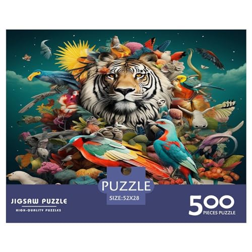 500 Teile Puzzles für Erwachsene Verschiedene_Tiere Puzzlesets für Familien Holzpuzzles Brain Challenge Puzzle 500 Teile (52x38cm) von AAHARYA