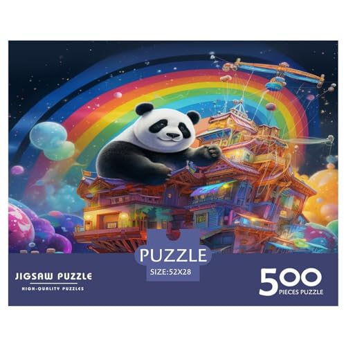500 Teile kreative Puzzles, Pandas, Bücher, Puzzle, rechteckiges Puzzle, Lernspielzeug, Geschenk für Kinder und Erwachsene, 500 Stück (52 x 38 cm) von AAHARYA