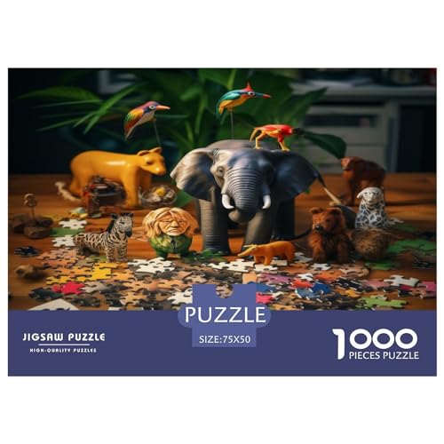 Affen-Elepha-Puzzle, 1000 Teile, kreatives rechteckiges großes Familienpuzzlespiel, Kunstwerk für Erwachsene und Teenager, 1000 Teile (75 x 50 cm) von AAHARYA