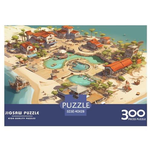 Beachside City Puzzle für Kinder, Parkour Game_map, 300 Teile, Puzzle für Erwachsene, Holzpuzzle für Erwachsene und Kinder, Stressabbau, 300 Teile (40 x 28 cm) von AAHARYA