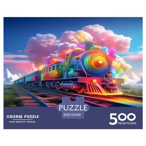 Blur_romanticis Puzzles für Erwachsene, 500 Teile, Ainbow-Train-Puzzles für Erwachsene, Holzbrett-Puzzles, lustiges Geschenk, 500 Stück (52 x 38 cm) von AAHARYA
