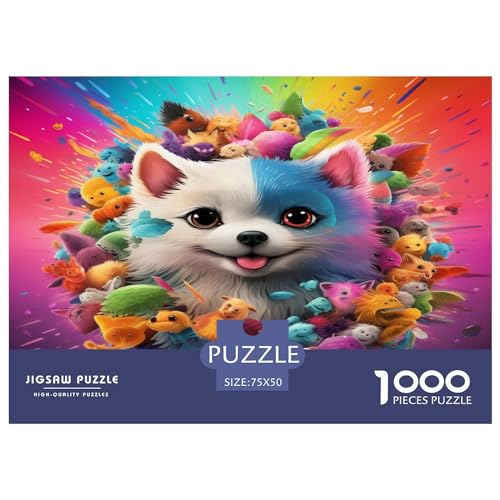 Bunte Puzzles 1000 Teile für Erwachsene, Katzen-Cartoon-Puzzles 1000 Teile für Erwachsene, 1000 Teile (75 x 50 cm) von AAHARYA