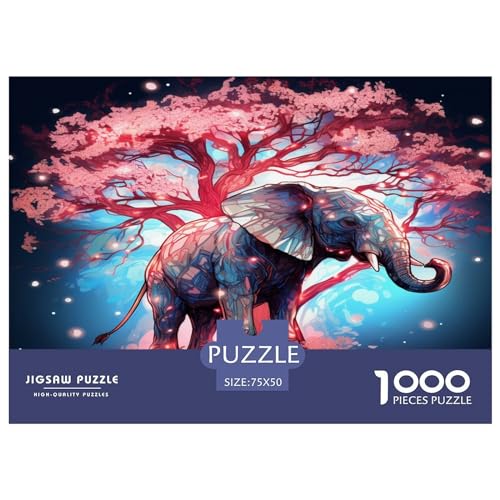 Cherry_Tree_Beauty Kinderpuzzle Elefant, 1000 Teile, Holzpuzzle für Erwachsene und Kinder, Familien-Herausforderung, 1000 Teile (75 x 50 cm) von AAHARYA