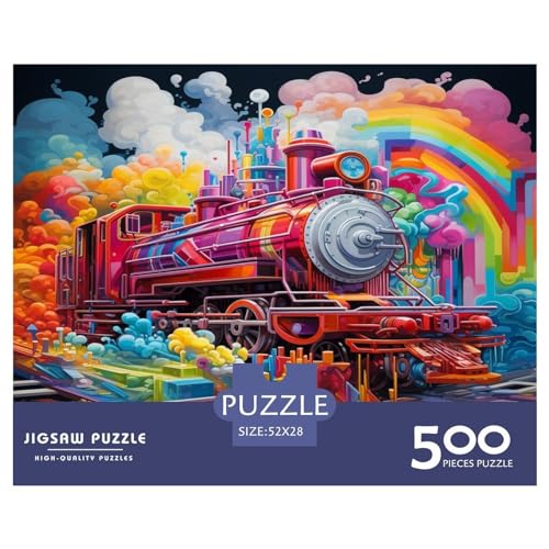 Dampfeisenbahn-Puzzle für Erwachsene, Dampfzug, 500 Teile, Holzpuzzle für Kinder ab 12 Jahren, herausforderndes Spiel, 500 Teile (52 x 38 cm) von AAHARYA
