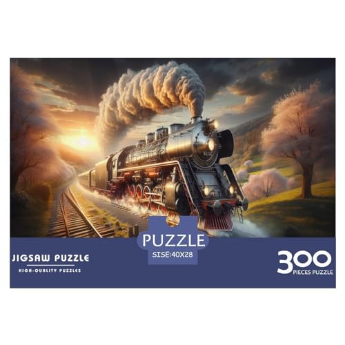 Dampfzug-Puzzle, 300 Teile, kreatives rechteckiges großes Familienpuzzlespiel, Kunstwerk für Erwachsene, Teenager, 300 Teile (40 x 28 cm) von AAHARYA