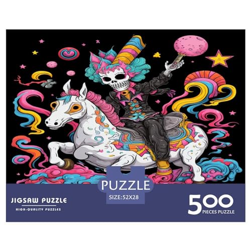 Demonic_Clown 500-teiliges Puzzle für Erwachsene – Puzzles für Teenager – Geschenke – Einhorn-Schädel-Puzzles aus Holz – Entspannungspuzzlespiele – Denksport-Puzzle 500 Teile (52 x 38 cm) von AAHARYA