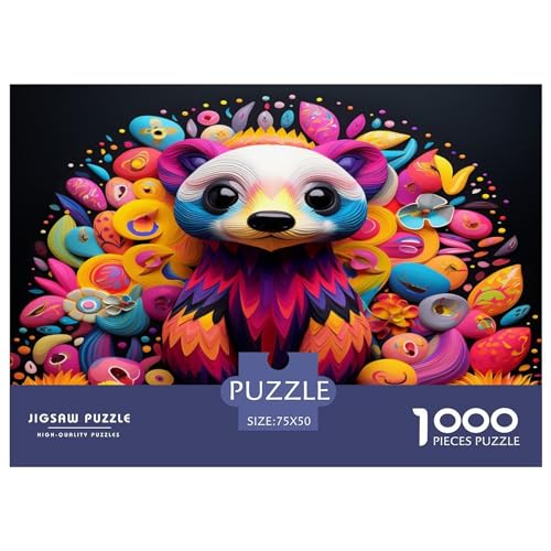Farbige Neon-Puzzles für Erwachsene, 1000 Teile, Bunte Zibetkatzen-Puzzles für Erwachsene, herausforderndes Spiel, Denksportaufgaben, 1000 Teile (75 x 50 cm) von AAHARYA