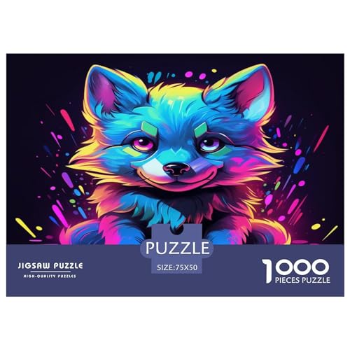 Farbige Neon-Puzzles für Erwachsene, 1000-teiliges Puzzle für Erwachsene, kreatives rechteckiges Coyote-Puzzle, Holzpuzzle, Puzzle 1000 Teile (75 x 50 cm) von AAHARYA