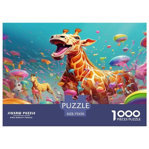 Farbpuzzles für Erwachsene, 1000-teiliges Puzzle für Erwachsene, Giraffen, kreative rechteckige Puzzles, Holzpuzzle, Puzzle 1000 Teile (75 x 50 cm) von AAHARYA