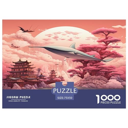 Floating_Island 1000-teiliges Puzzle für Erwachsene, kreatives rechteckiges Wal-Puzzle, Holzpuzzle, Puzzle-Geschenk für Freunde und Familie, 1000 Stück (75 x 50 cm) von AAHARYA