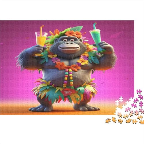 Gorillas-Puzzle für Erwachsene, 1000 Teile, Sommer-King-Kong-Puzzles für Erwachsene, Holzbrettpuzzle, lustiges Geschenk, 1000 Teile (75 x 50 cm) von AAHARYA