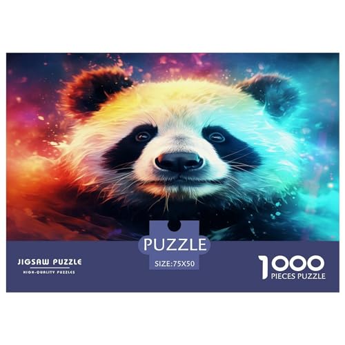 Haariger Panda-Puzzle, 1000 Teile, kreatives rechteckiges großes Familienpuzzlespiel, Kunstwerk für Erwachsene und Teenager, 1000 Teile (75 x 50 cm) von AAHARYA