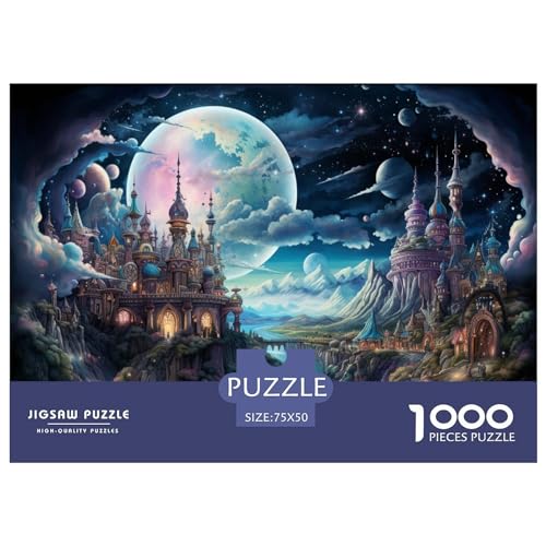 He Mond-Sterne-Puzzle für Erwachsene, 1000 Teile, Burgen-Puzzles für Erwachsene, Holzbrett-Puzzles, lustiges Geschenk, 1000 Teile (75 x 50 cm) von AAHARYA