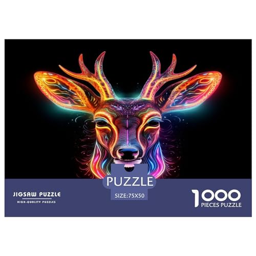 Hirsch-Puzzle, 1000 Teile, Puzzle für Erwachsene, Intellektuelles Spiel, Puzzle-Spielzeug für Erwachsene und Kinder, 1000 Teile (75 x 50 cm) von AAHARYA