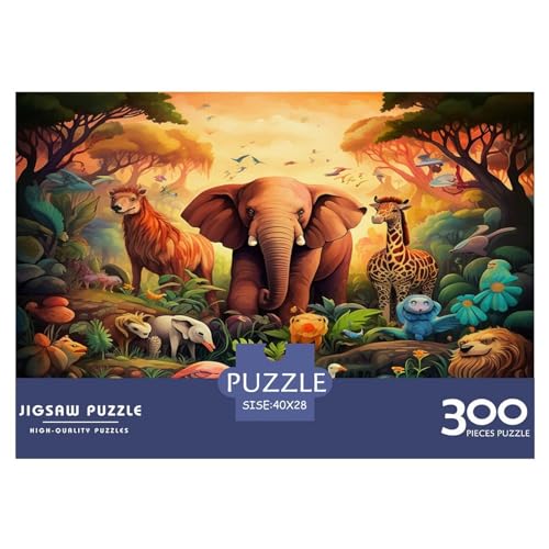 Kreative rechteckige Puzzles für Erwachsene, 300 Teile, Tiere, Holzpuzzles, Zoo-Puzzle, praktisches Spiel, Familiendekoration, 300 Stück (40 x 28 cm) von AAHARYA