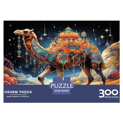 Kunstvoll verzierte Puzzles für Erwachsene, 300 Teile, Kamel, Puzzles für Erwachsene, Holzbrettpuzzles, lustiges Geschenk, 300 Teile (40 x 28 cm) von AAHARYA