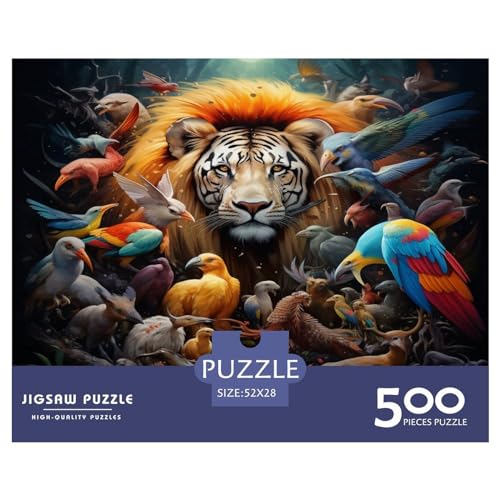 Löwe-Puzzle, 500 Teile, kreatives rechteckiges großes Familienpuzzlespiel, Kunstwerk für Erwachsene und Teenager, 500 Teile (52 x 38 cm) von AAHARYA