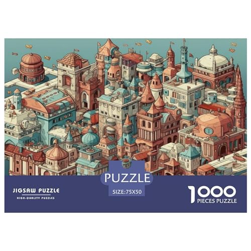 London Jigsaws Puzzle für Erwachsene City_illustrationflat 1000 Teile Puzzle Holzpuzzle für Kinder ab 12 Jahren Anspruchsvolles Spiel 1000 Teile (75 x 50 cm) von AAHARYA