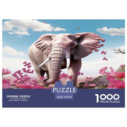 Pink_Elephant 1000-teiliges Holzpuzzle für Erwachsene, kreatives rechteckiges Puzzle, Gehirnübung, Herausforderungsspiel, Geschenk für Kinder, 1000 Teile (75 x 50 cm) von AAHARYA
