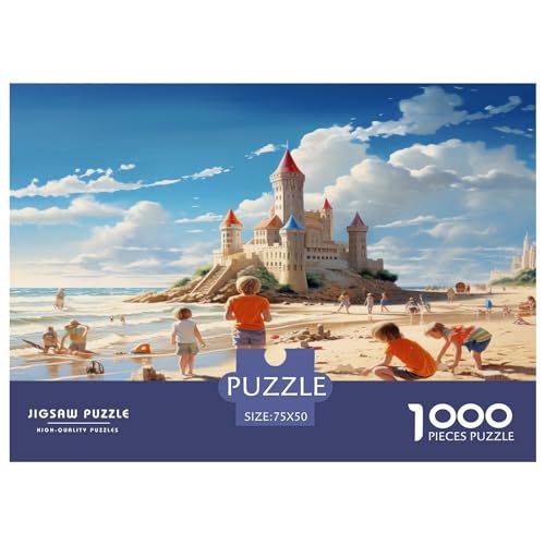 Puzzle Strandschloss für Erwachsene, 1000 Teile, Strandpuzzle für Erwachsene, herausforderndes Spiel, Denksportaufgaben, 1000 Teile (75 x 50 cm) von AAHARYA