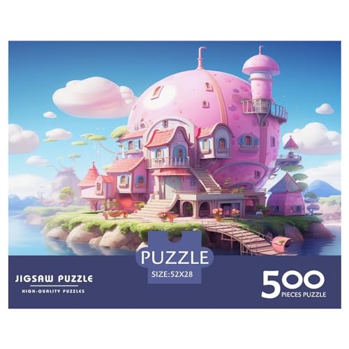 Puzzleinseln für Erwachsene, 500 Teile, Die rosa Festung, Puzzle für Erwachsene, herausforderndes Spiel, Denksportaufgaben, 500 Teile (52 x 38 cm) von AAHARYA