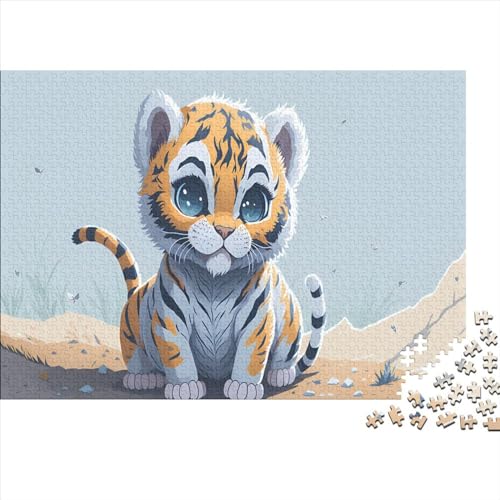 Puzzles 1000 Teile für Erwachsene, Tigerjunges, Puzzle für Erwachsene, Holzbrettpuzzle, Familiendekoration, 1000 Teile (75 x 50 cm) von AAHARYA