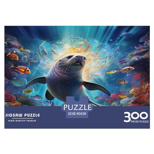 Puzzles 300 Teile Sea_Lion Quadratische Puzzles für Erwachsene und Kinder, Meeresboden-Holzpuzzles Anspruchsvolle Spielpuzzles 300 Stück (40 x 28 cm) von AAHARYA
