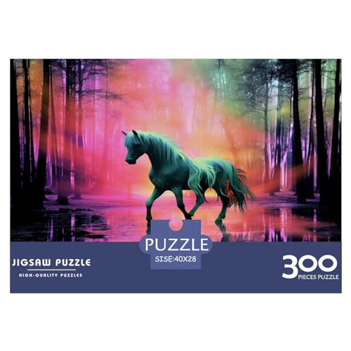 Puzzles 300 Teile für Erwachsene, Einhorn-Puzzle für Erwachsene, Holzbrett-Puzzles, Familiendekoration, 300 Teile (40 x 28 cm) von AAHARYA