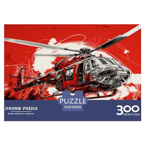 Puzzles 300 Teile für Erwachsene Red_Helikopter Puzzle für Erwachsene Holzbrettpuzzles Familiendekoration 300 Teile (40 x 28 cm) von AAHARYA
