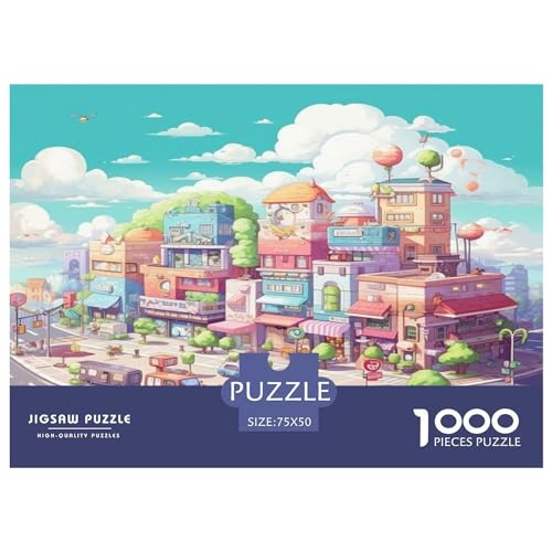 Schöne Stadt-Puzzles, 1000 Teile, für Erwachsene, Puzzles für Erwachsene, 1000 Teile, Small_City-Puzzle, Lernspiele, 1000 Teile (75 x 50 cm) von AAHARYA