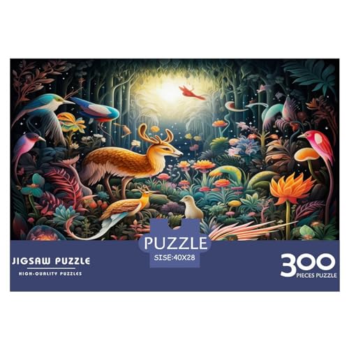 Tiere Illustration Holz 300 Teile Puzzle für Erwachsene Kreatives rechteckiges Puzzle Gehirnübung Herausforderungsspiel Geschenk für Kinder 300 Teile (40 x 28 cm) von AAHARYA