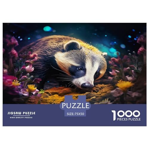 Tierpuzzle für Kinder, Dachs, 1000 Teile, Holzpuzzle für Erwachsene und Kinder, Herausforderungsfamilie, 1000 Teile (75 x 50 cm) von AAHARYA