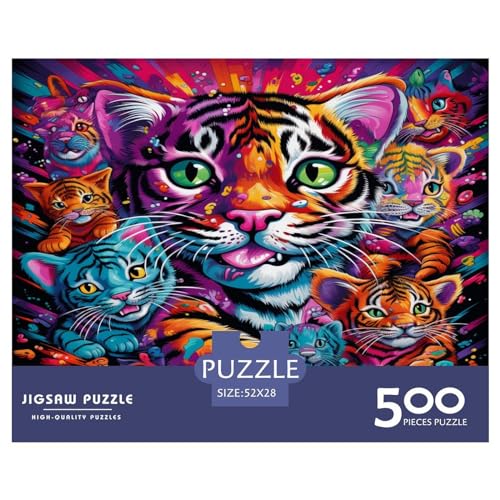 Tiger-Puzzle für Kinder, Frank_Style, 500 Teile, Holzpuzzle für Erwachsene und Kinder, Herausforderungsfamilie, 500 Teile (52 x 38 cm) von AAHARYA