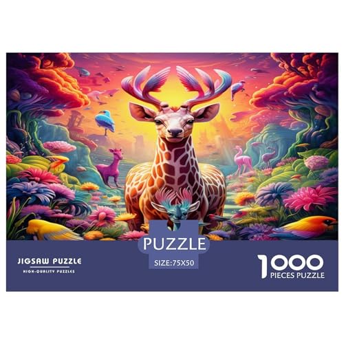 Verschiedene_Animals-Puzzles 1000 Teile für Erwachsene, Puzzles für Erwachsene 1000 Teile, Hirsch-Puzzle, Lernspiele, 1000 Teile (75 x 50 cm) von AAHARYA